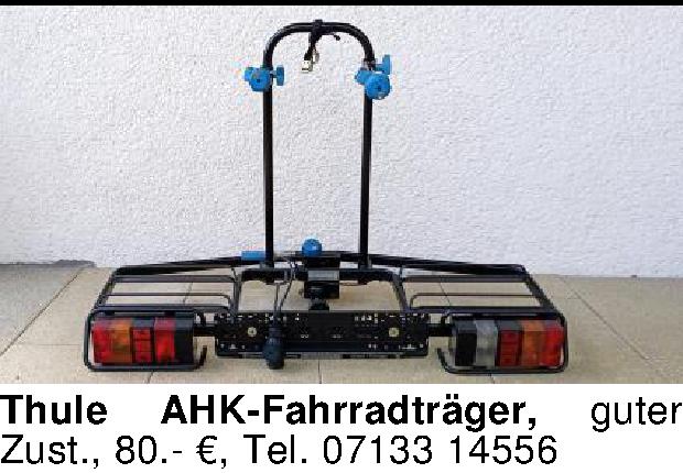 Auto Zubeh r Thule AHK Fahrradtr ger guter Zust. 80. Tel